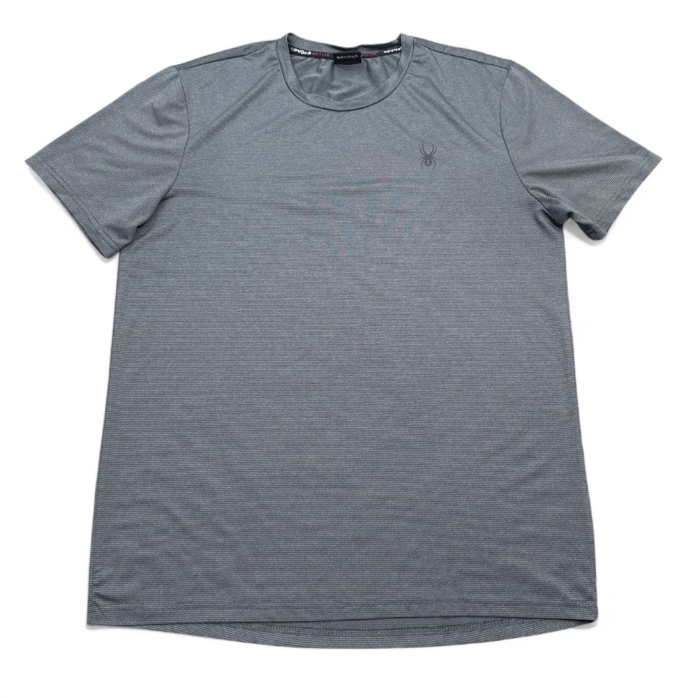 Spyder Active T Shirt Mens Size Large Gray Moisture Wick Athleisure Tee Logo